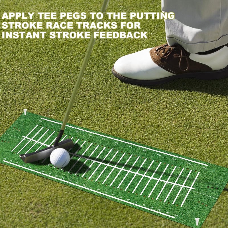 Silipull Golf Putting Mats Practice Indoor 30 x 8.27 Inch Golf Putting Practice Training Aid Alignment Track Green Mat Exercise Putter Training Supplies - Image 4